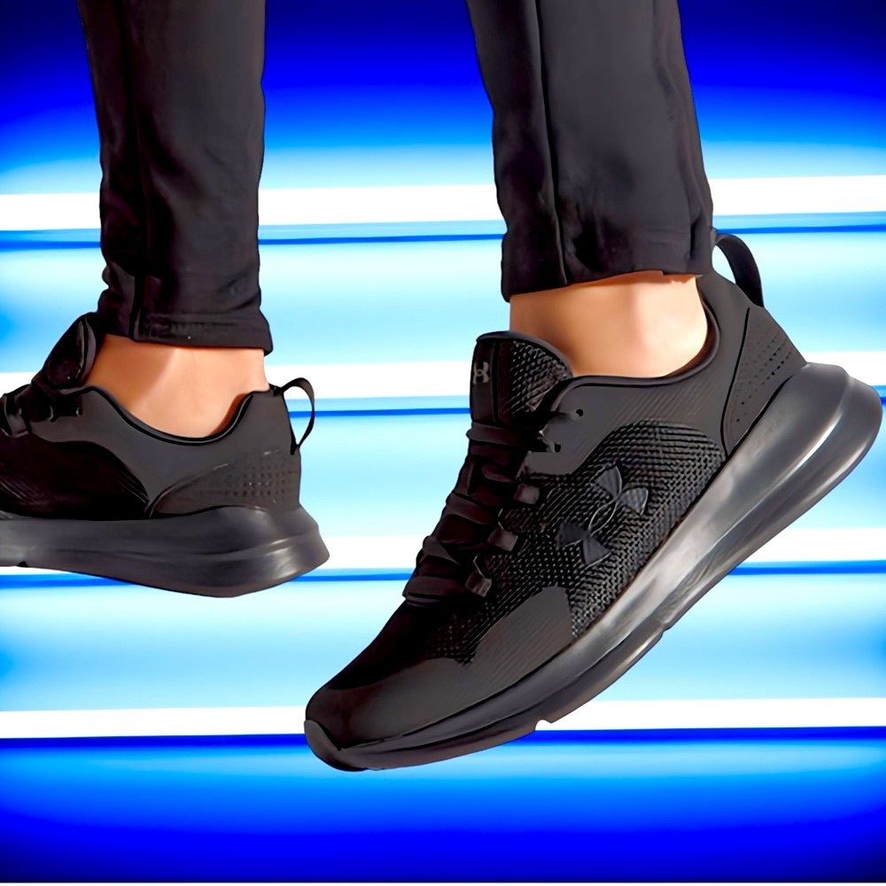 Under Armour Men's Essential 'Triple Black'  Lace-Up Sneakers Size 11.5 3022954